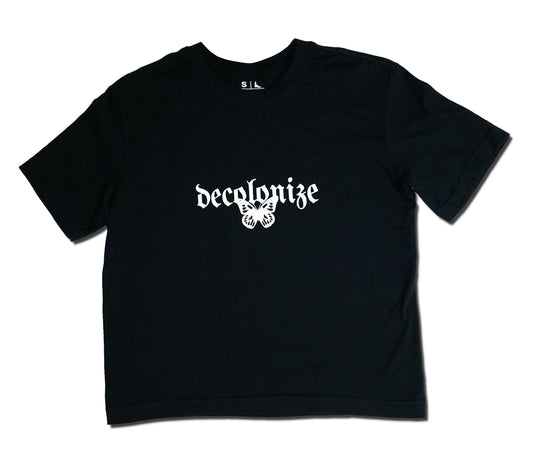 Decolonize Butterfly Boxy Tee | Black