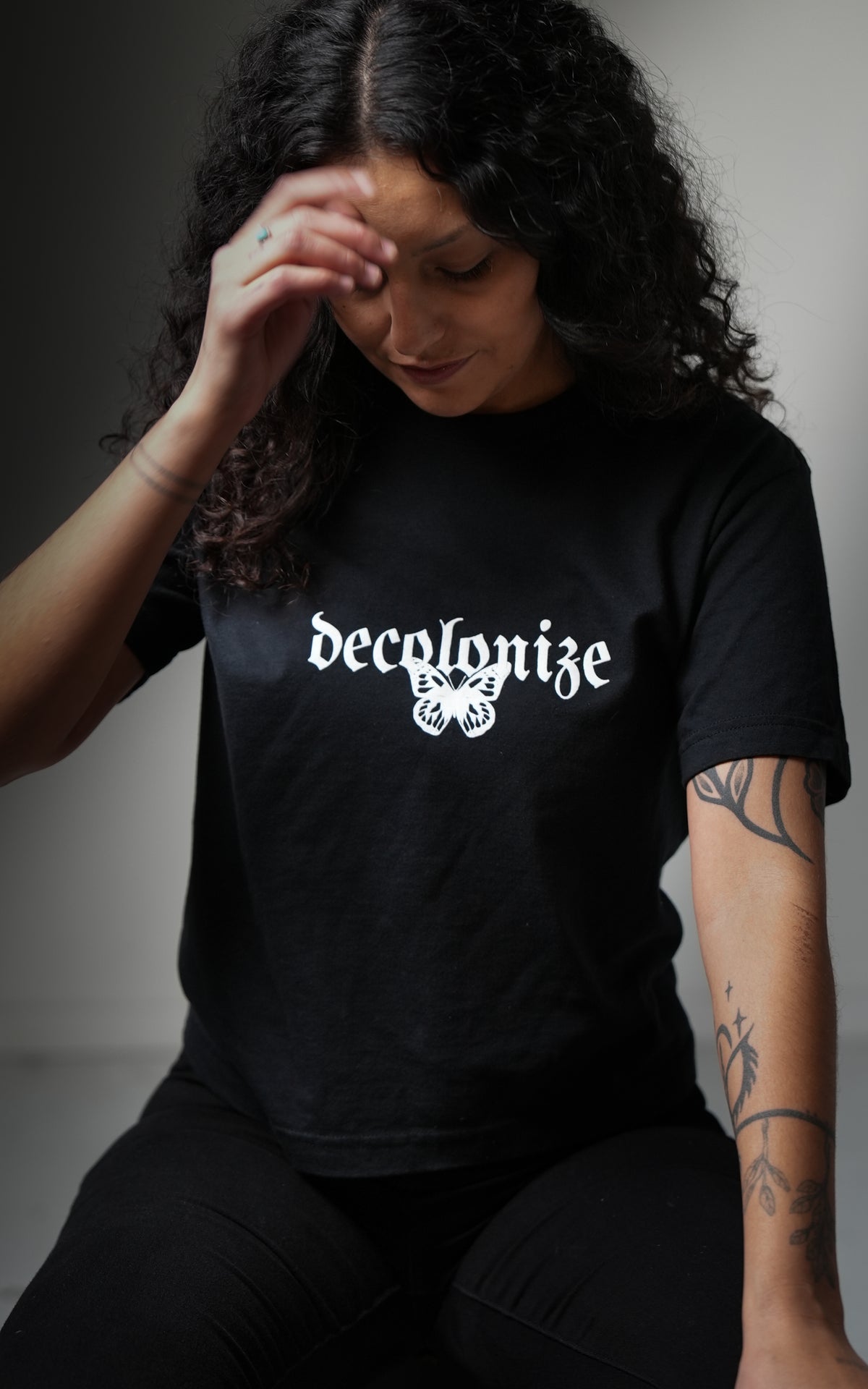 Decolonize Butterfly Boxy Tee | Black